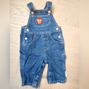 Vintage Please Mum Owl Embroidered Denim Overalls 6 Months